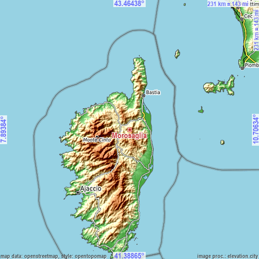 Topographic map of Morosaglia