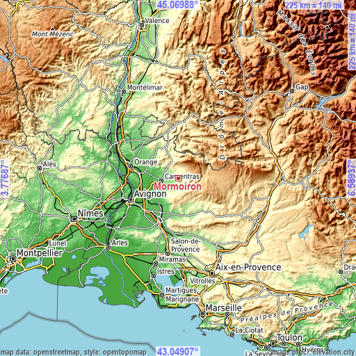 Topographic map of Mormoiron