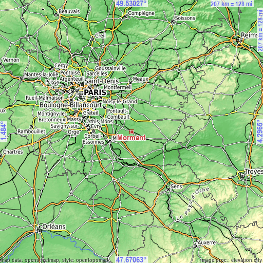 Topographic map of Mormant