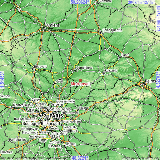 Topographic map of Morienval