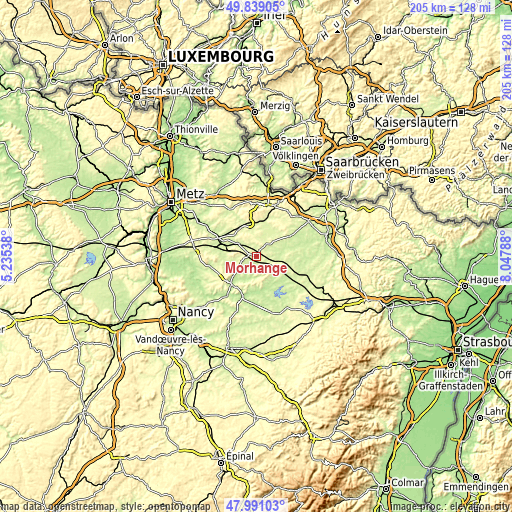 Topographic map of Morhange