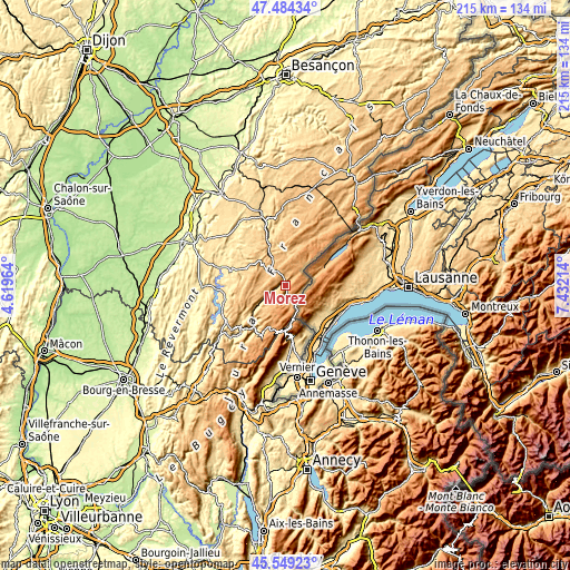 Topographic map of Morez