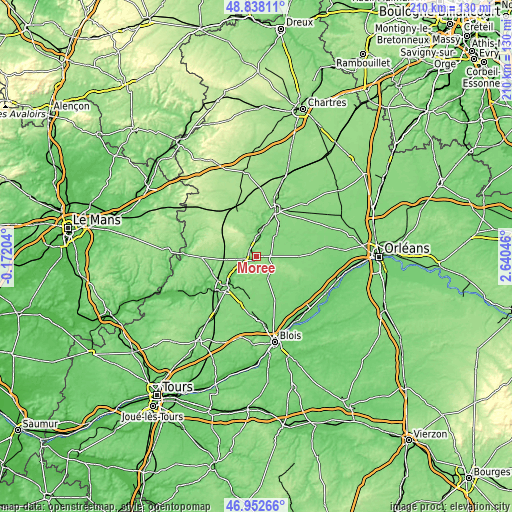 Topographic map of Morée