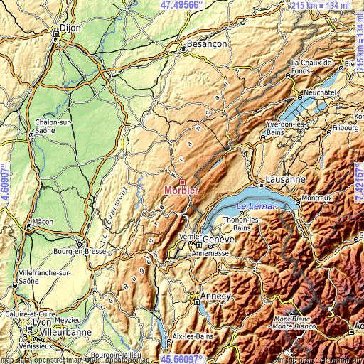 Topographic map of Morbier