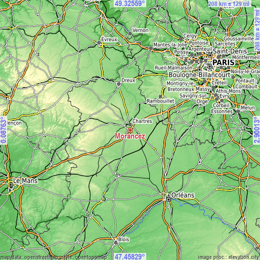 Topographic map of Morancez