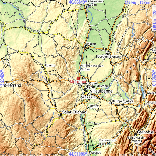 Topographic map of Morancé