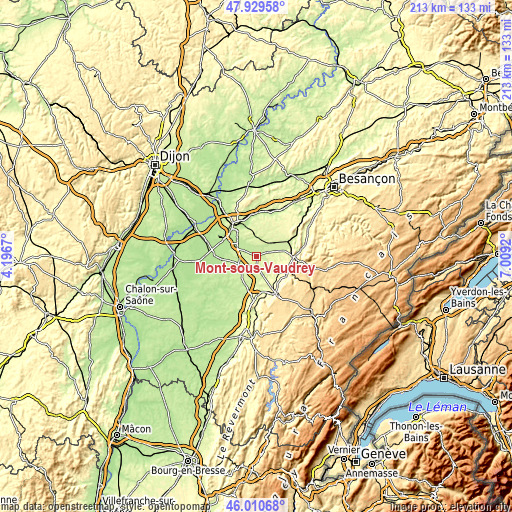 Topographic map of Mont-sous-Vaudrey