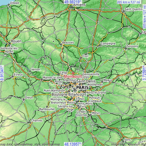 Topographic map of Montsoult