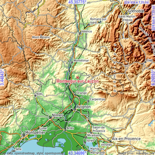 Topographic map of Montségur-sur-Lauzon