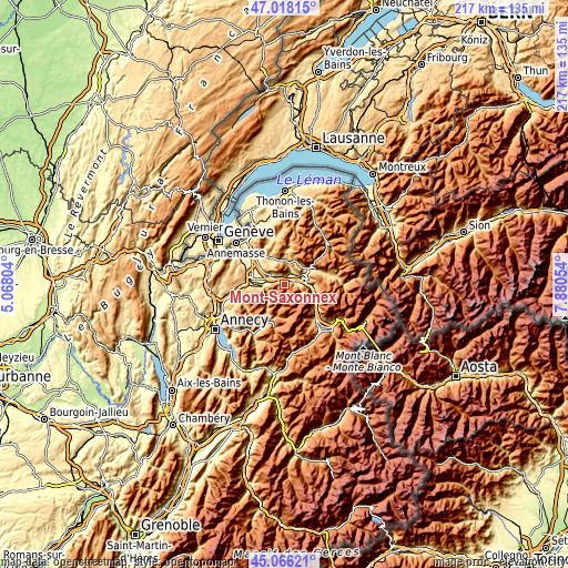 Topographic map of Mont-Saxonnex