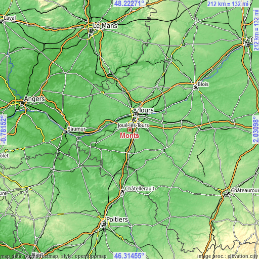 Topographic map of Monts