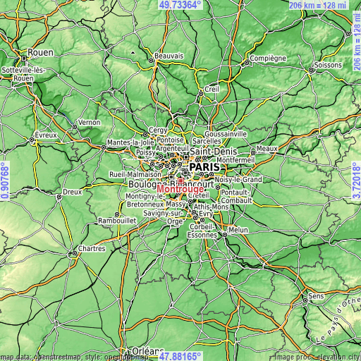 Topographic map of Montrouge
