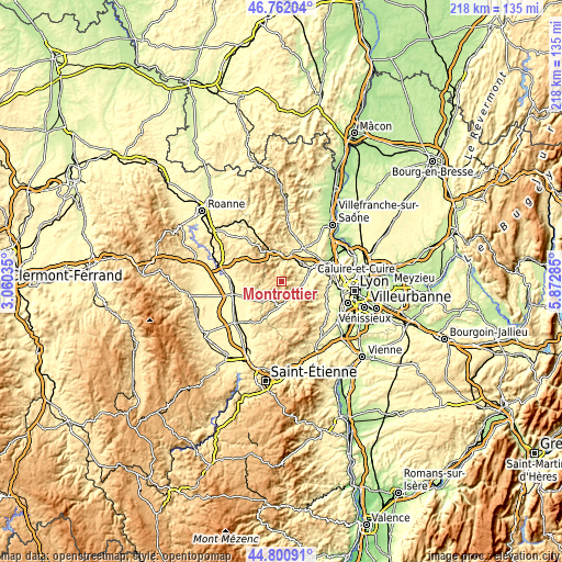 Topographic map of Montrottier