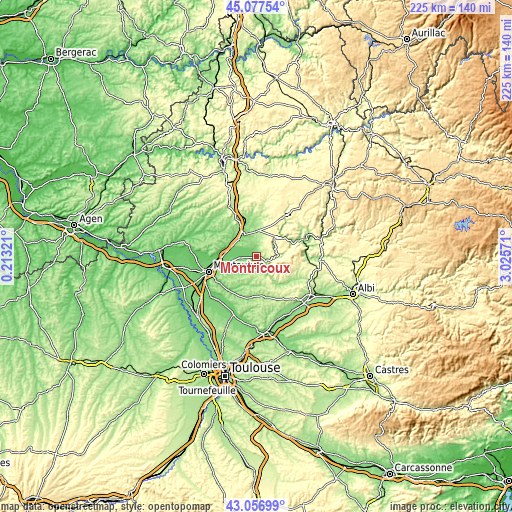 Topographic map of Montricoux