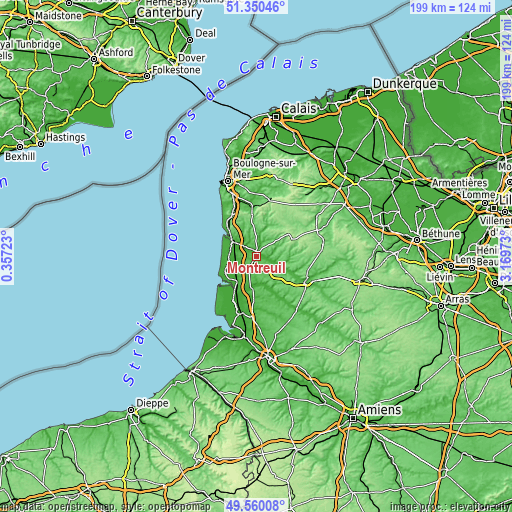 Topographic map of Montreuil