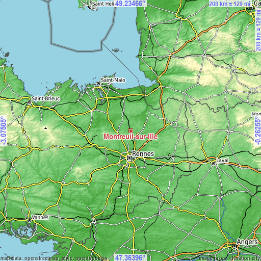 Topographic map of Montreuil-sur-Ille