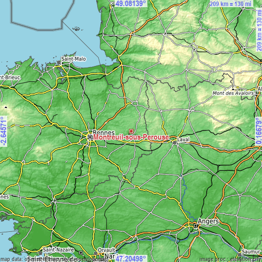 Topographic map of Montreuil-sous-Pérouse