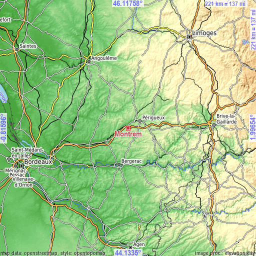 Topographic map of Montrem