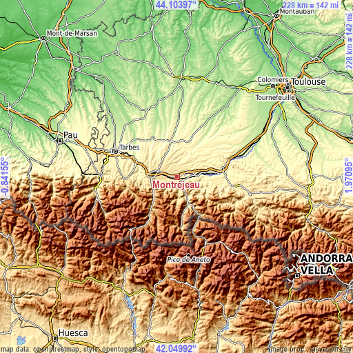 Topographic map of Montréjeau