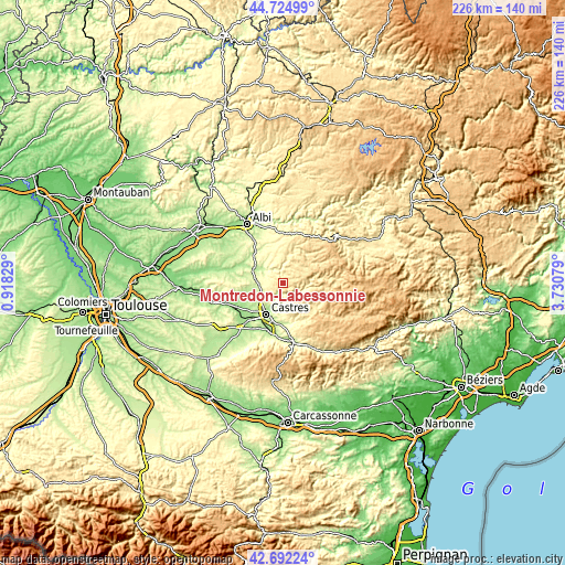 Topographic map of Montredon-Labessonnié