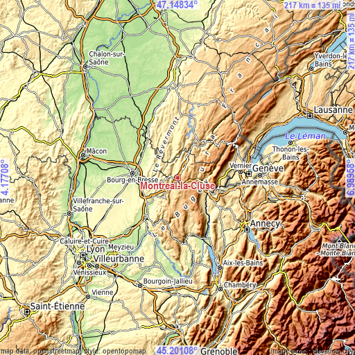 Topographic map of Montréal-la-Cluse