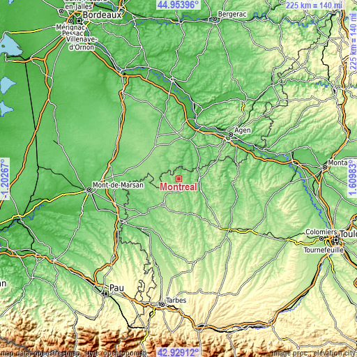 Topographic map of Montréal