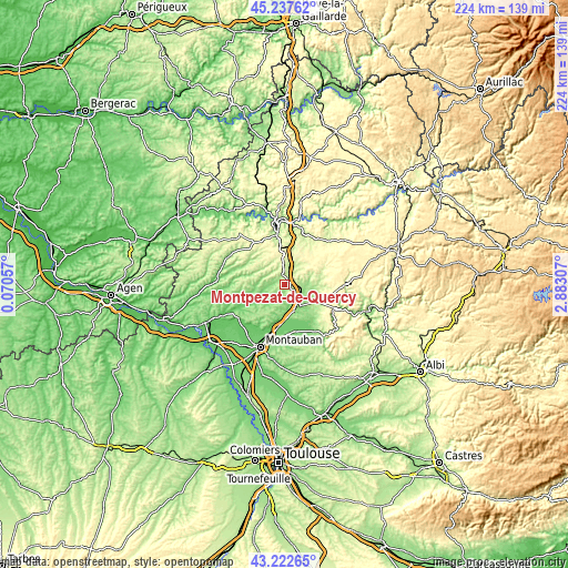 Topographic map of Montpezat-de-Quercy