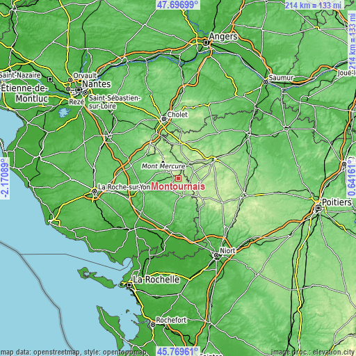 Topographic map of Montournais