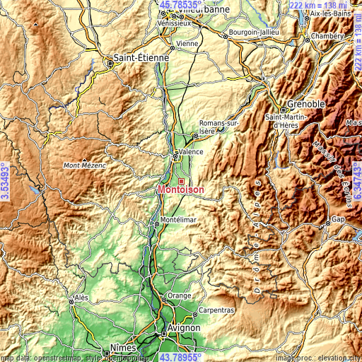 Topographic map of Montoison