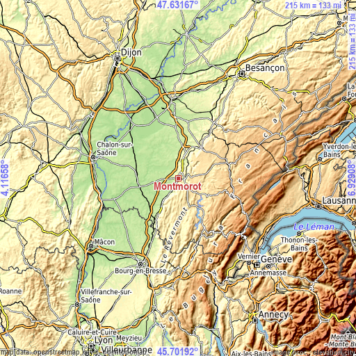 Topographic map of Montmorot