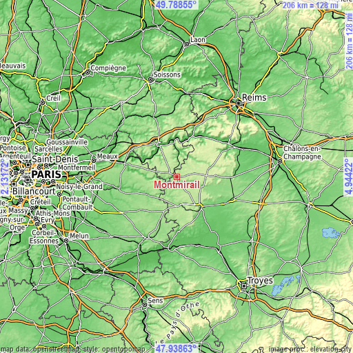 Topographic map of Montmirail