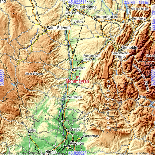 Topographic map of Montmeyran