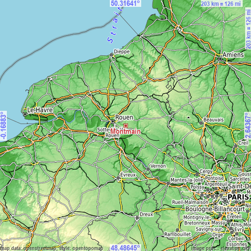 Topographic map of Montmain