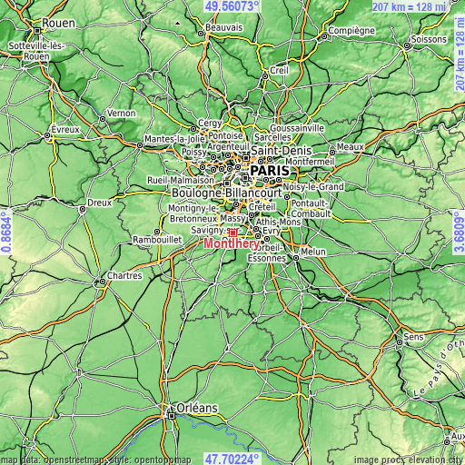 Topographic map of Montlhéry