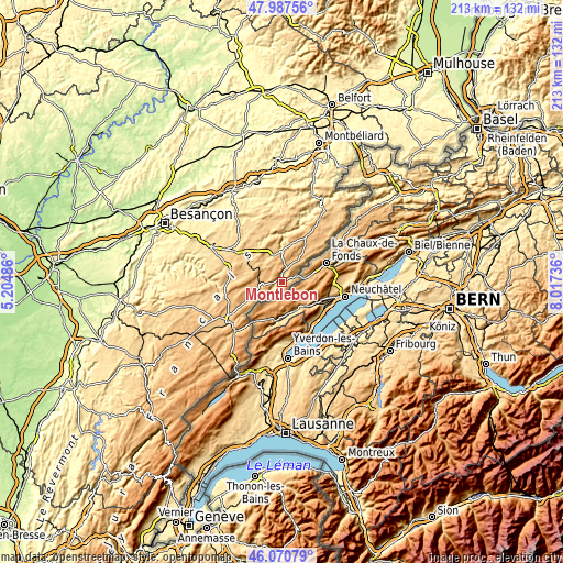 Topographic map of Montlebon