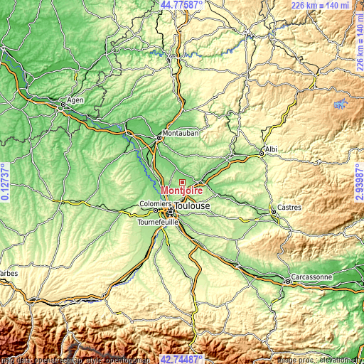 Topographic map of Montjoire