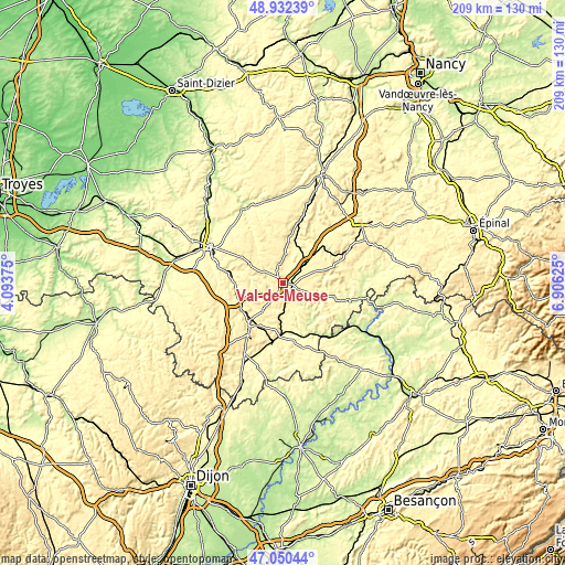 Topographic map of Val-de-Meuse