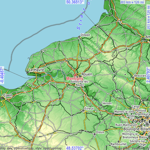 Topographic map of Montigny