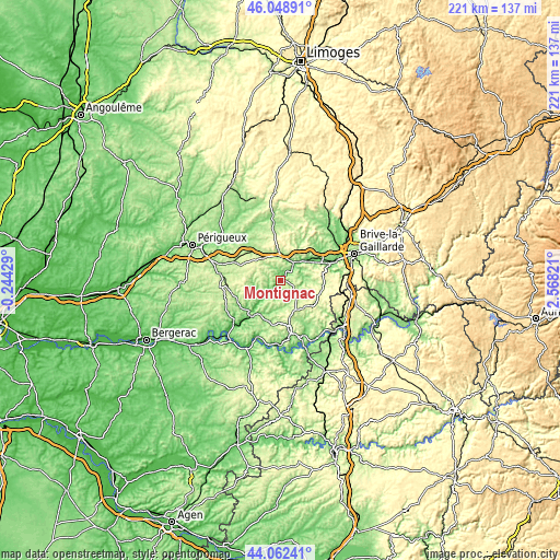 Topographic map of Montignac