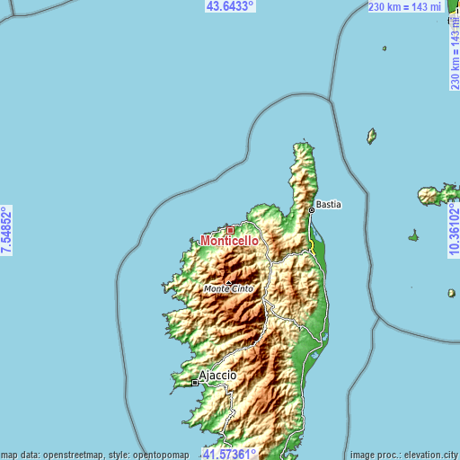 Topographic map of Monticello