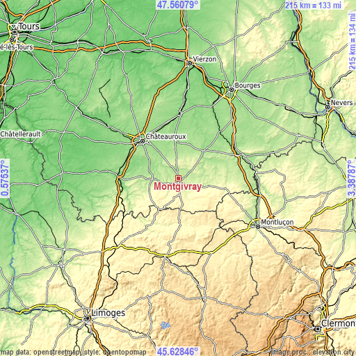 Topographic map of Montgivray