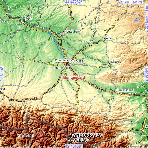 Topographic map of Montgiscard