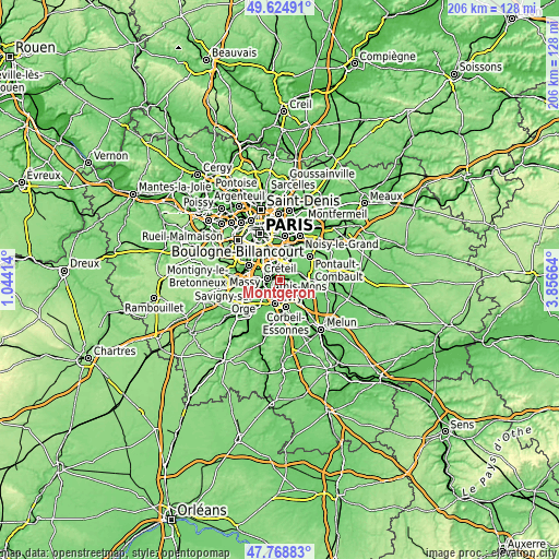 Topographic map of Montgeron