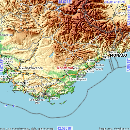 Topographic map of Montferrat