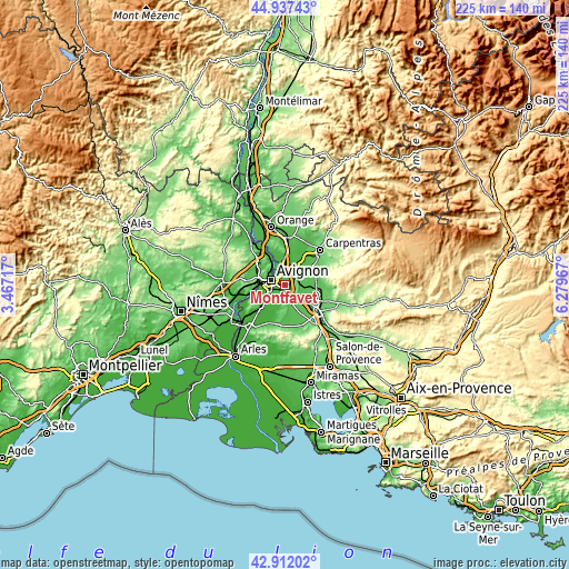 Topographic map of Montfavet