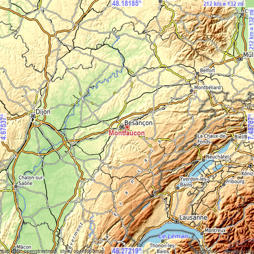 Topographic map of Montfaucon