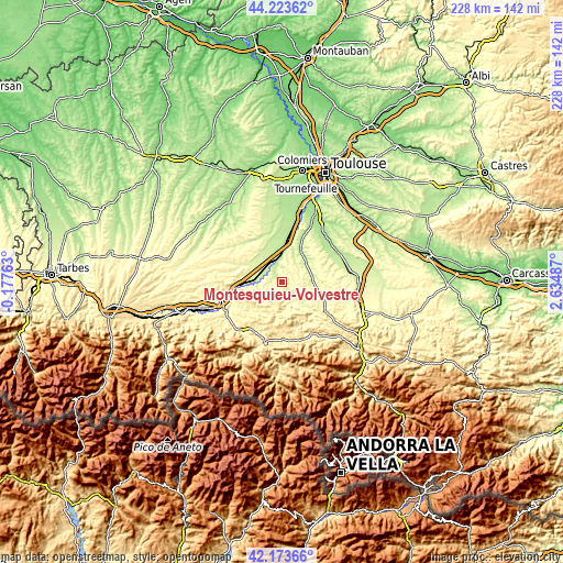 Topographic map of Montesquieu-Volvestre