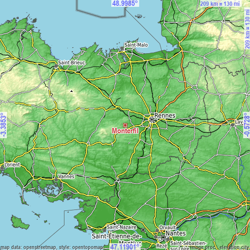 Topographic map of Monterfil