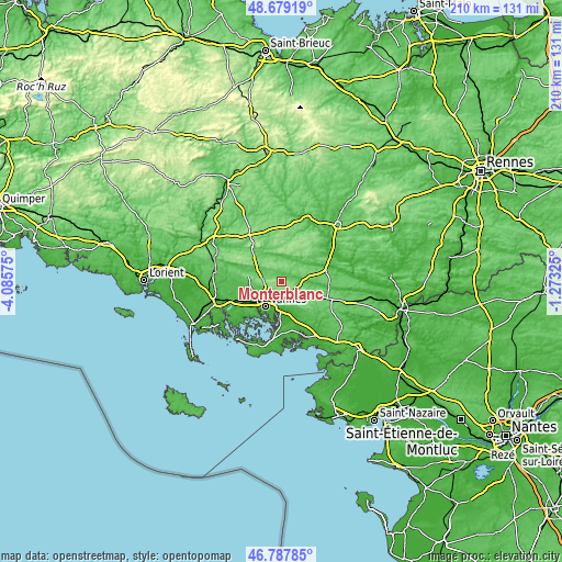 Topographic map of Monterblanc