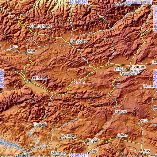 Topographic map of Tercan